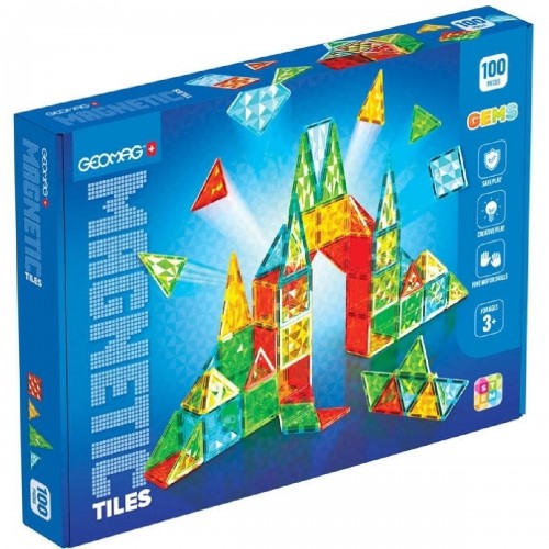 Geomag Μαγνητικό Παιχνίδι Κατασκευών Magnetic Tiles Gems για Παιδιά 3+ Ετών 100τμχ (PF.224.104.00)