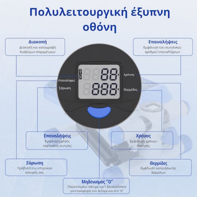 Coowoo CardioRise Stepper με Λάστιχα Εκγύμνασης & Οθόνη (23644) Μπλε