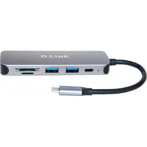 D-Link Hub 3 Θυρών USB 3.0 με σύνδεση USB-C (DUB-2325) Γκρι