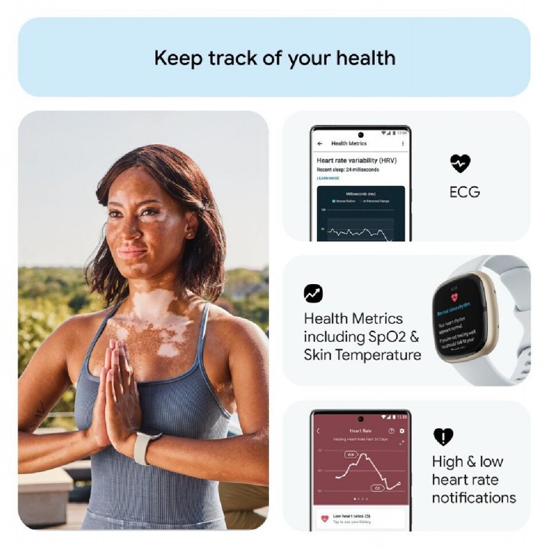 Fitbit by Google Sense 2 Blue Mist/Soft Gold Aluminum (280-0700-01)