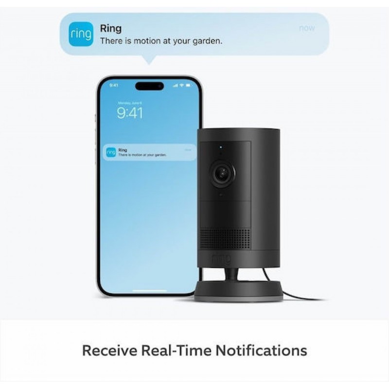 Ring Plus Κάμερα Παρακολούθησης Full HD+ 4MP Αδιάβροχη Μαύρη