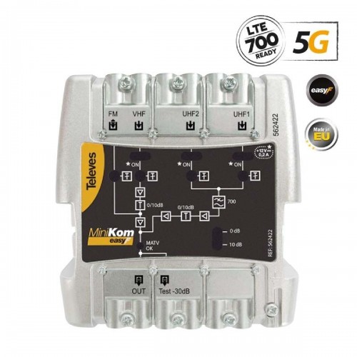 Televes MiniKom Easy-F 5G LTE 116dBuV Κεντρικός Ενισχυτής (562422)