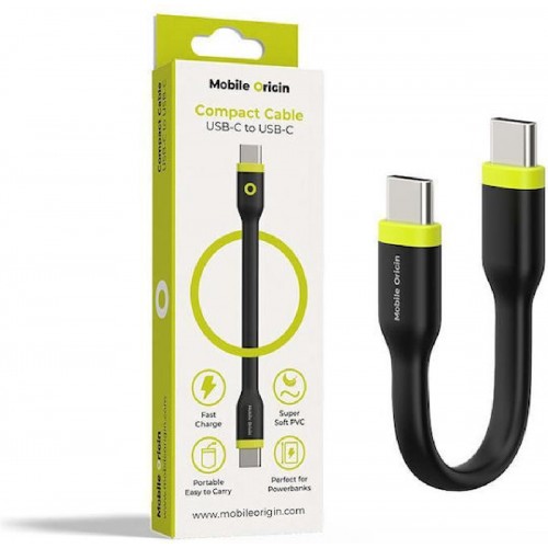 Mobile Origin Compact Cable USB-C to USB-C, black - (COMC-USBC-BLK)