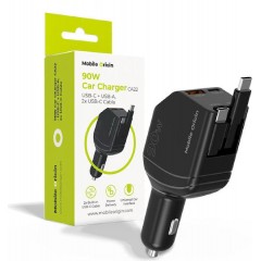 Mobile Origin Car Charger 90w Ca22 Usb-c + Usb-a 2x Usb-c Cable