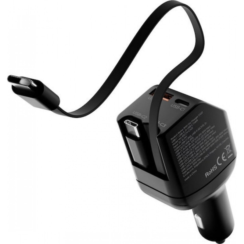 Mobile Origin Car Charger 90w Ca22 Usb-c + Usb-a 2x Usb-c Cable