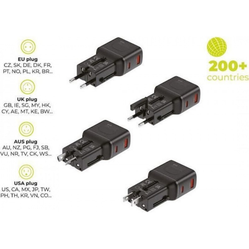 Mobile Origin 35W Travel Adapter, EU/US/UK/AU PW25, black - (MO-PW25-BLK)