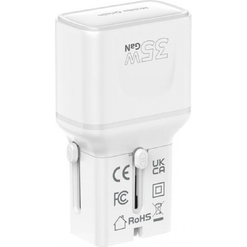 Mobile Origin 35W Travel Adapter, EU/US/UK/AU PW25, white - (MO-PW25-WHT)