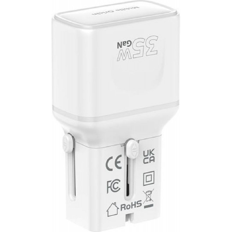 Mobile Origin 35W Travel Adapter, EU/US/UK/AU PW25, white - (MO-PW25-WHT)