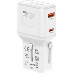 Mobile Origin 35W Travel Adapter, EU/US/UK/AU PW25, white - (MO-PW25-WHT)