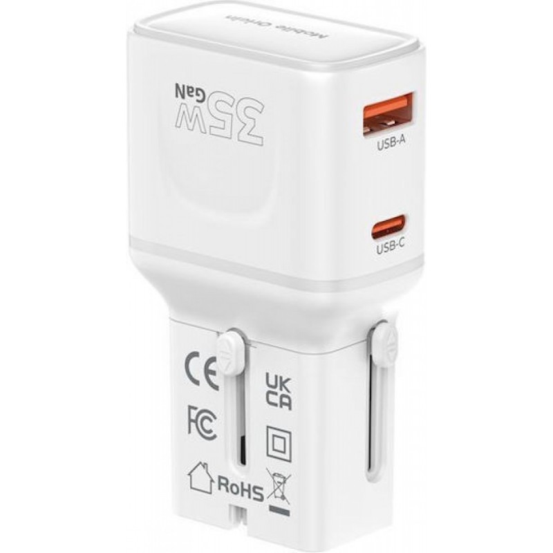 Mobile Origin 35W Travel Adapter, EU/US/UK/AU PW25, white - (MO-PW25-WHT)