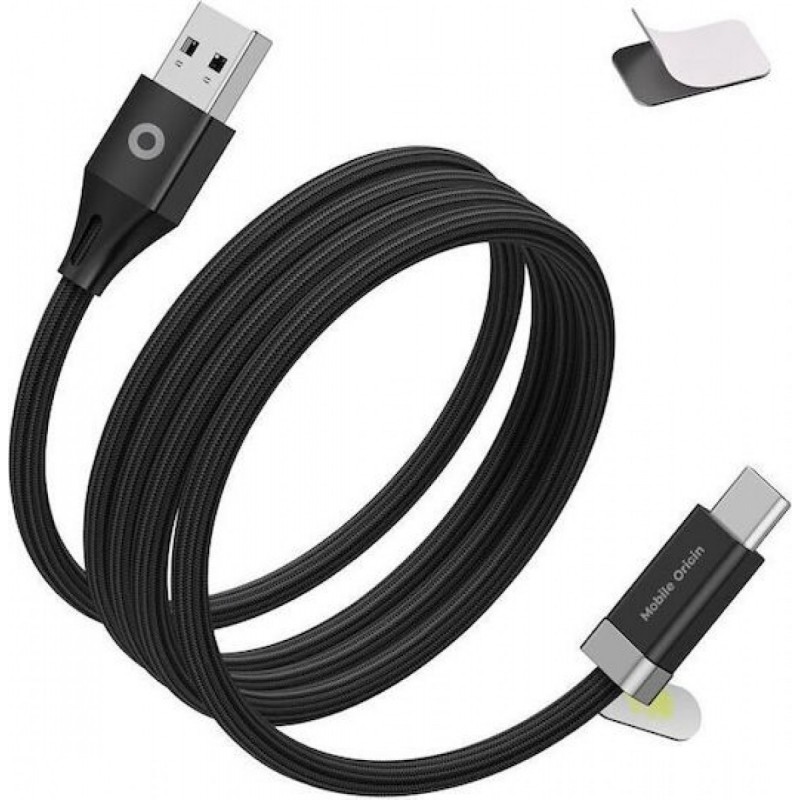 Mobile Origin Magnetic / Braided USB 2.0 Cable USB-C male - USB-C / USB-A 27W Μαύρο 1.5m MO-27WMS-CB6