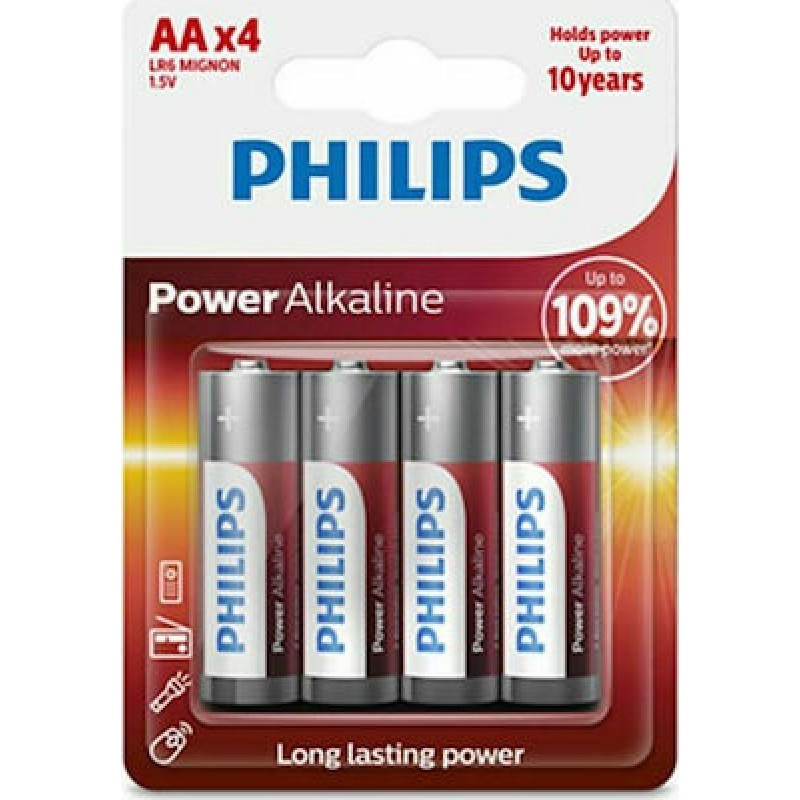 Philips Power LR6P4B/10 Αλκαλικές Μπαταρίες AA 1.5V 4τμχ