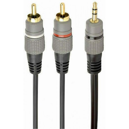 Cablexpert Καλώδιο 3.5mm male - 2x RCA male Μαύρο 1.5m (CCA-352-1.5M)
