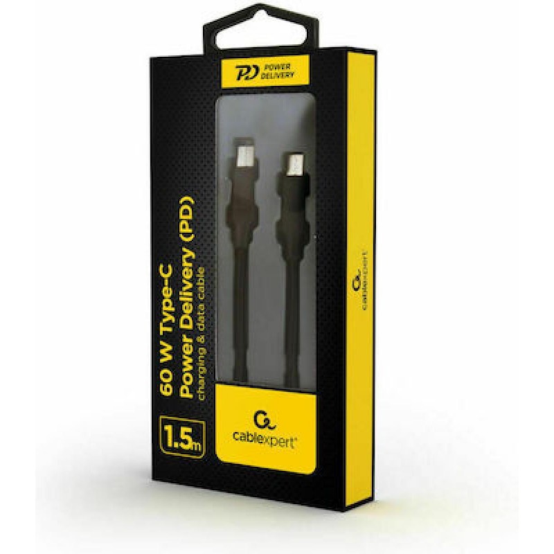 Cablexpert Braided USB 2.0 Cable USB-C male - USB-C male Μαύρο 1.5m (CC-USB2-CMCM60-1.5M)