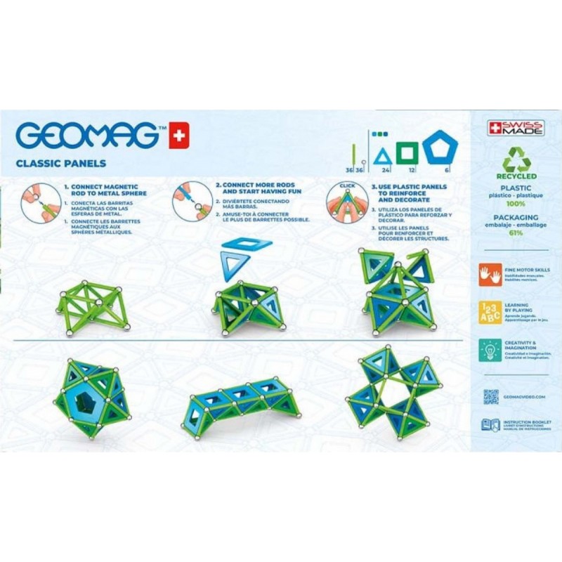Geomag Μαγνητικό Παιχνίδι Κατασκευών Classic Panels για Παιδιά 5+ Ετών 114τμχ (473)