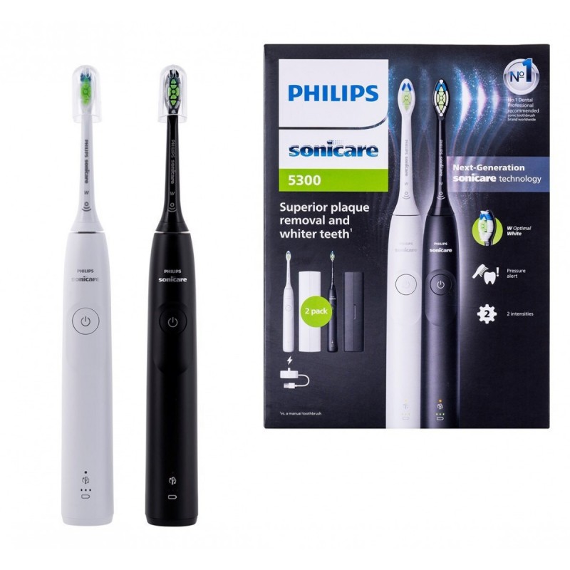 Philips Sonicare 5300 Ηλεκτρική Οδοντόβουρτσα με Αισθητήρα Πίεσης και Θήκη Ταξιδίου (HX7109/01) Λευκή / Μαύρη