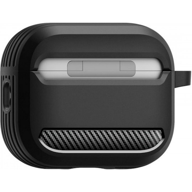 Spigen Rugged Armor Θήκη Σιλικόνης με Γάντζο σε Μαύρο χρώμα για Apple AirPods Pro 3