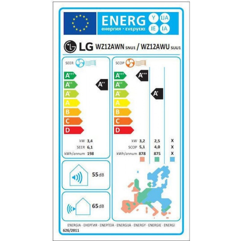 LG Dualcool Pro (WZ12AWN) Κλιματιστικό Inverter 12000 BTU A++/A+