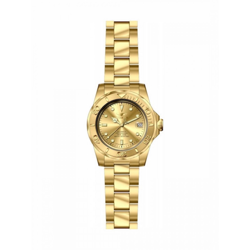 Invicta Pro Diver Ανδρικό Ρολόι 40mm Αυτόματο με Χρυσό Μεταλλικό Μπρασελέ (13929)