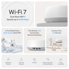 Tp-Link Deco BE25 Whole Home Mesh Wi-Fi 7 System (TPDECOBE25-2PACK) v1.0