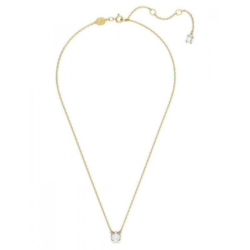 Swarovski Μενταγιόν Stilla σε Στρογγυλή Κοπή με Επιμετάλλωση σε Χρυσαφί Τόνο (5636703) Λευκό