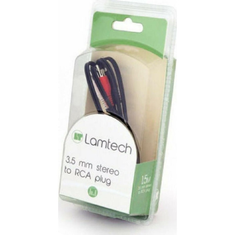 Lamtech Καλώδιο 3.5mm male - RCA male 1.5m (LAM020830) Μαύρο