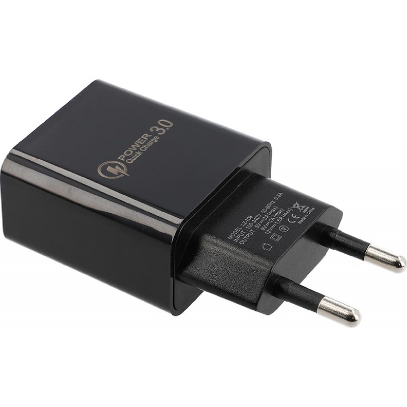 Lamtech Quick Charger USB3.0 18W With Type-C Cable 1M Black (LAM021981)
