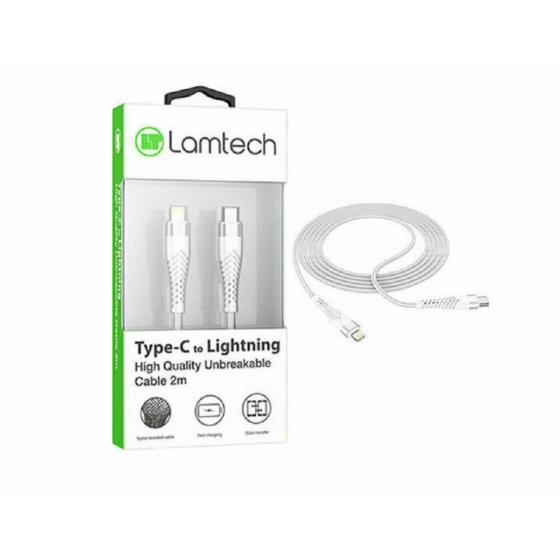 Lamtech Braided USB-C to Lightning Cable 2m (LAM023640) Λευκό