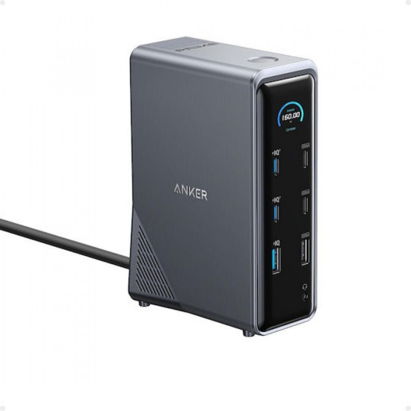 Anker USB-C Docking Station με HDMI 4K PD Ethernet και σύνδεση 2 Οθονών Μαύρο (A83B63A1)