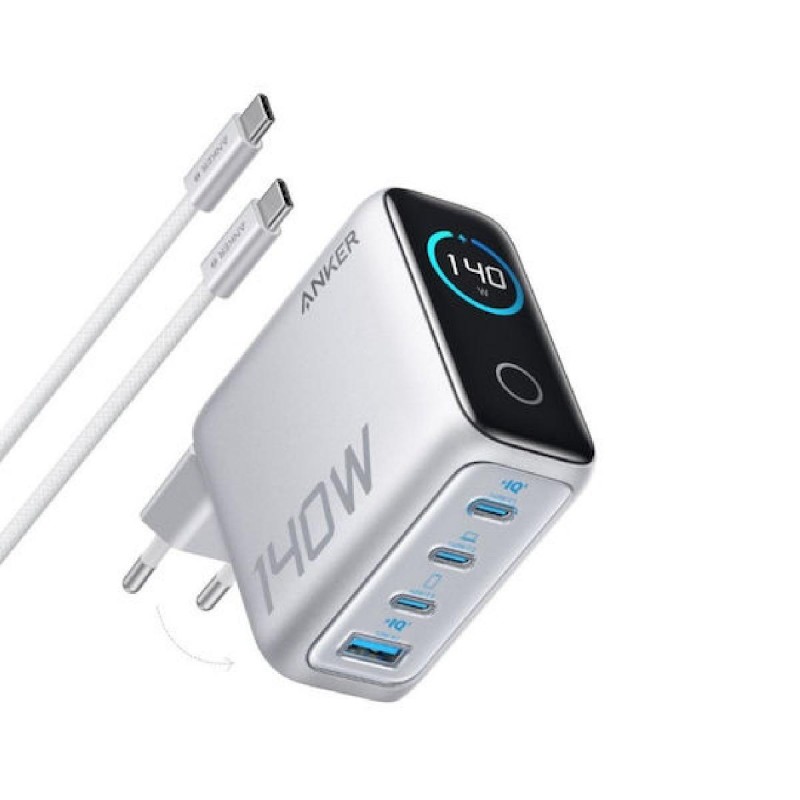 Anker Laptop Charger 140W, 4-Port, PD 3.1 με καλώδιο USB-C (Β2697341) Λευκό